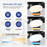 48 Inch Ceiling Fan with Light, Black Flush Mount Ceiling Fan with Remote and APP Control, Dimmable and 6 Wind Speed, Modern Low Profile Fan Light for Bedroom, Covered Outdoor