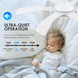 White Ceiling Fan with Lights and Remote - 46" Modern Indoor Ceiling Fan Light Low Profile, Dimmable, Reversible Quiet Motor and Timing, Outdoor Ceiling Light for Covered Patios