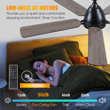 Ceiling Fans with Lights, 52 Inch Low Profile Ceiling Fan with Light and Remote Control,Reversible, 3CCT, Dimmable, Quiet, Black Ceiling Fan for Bedroom Indoor/Outdoor Use