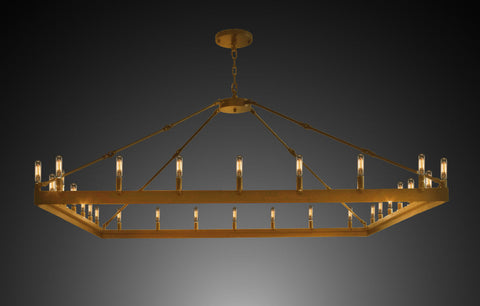 Wrought Iron Vintage Barn Metal Castile One Tier Square Chandelier Chandeliers Industrial Loft Rustic Lighting W 63" H 41" - A500-B48/CG/3428/52