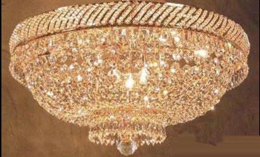 French Empire Crystal Flush Chandelier Lighting H 16" W 23" - A500-Flush/448/9