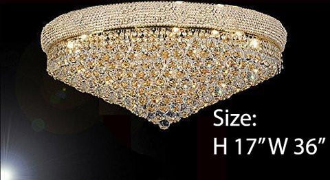 Flush French Empire Crystal Chandelier H17" X W36" - Perfect For An Entryway Or Foyer - A500-Flush/Cg/541/32
