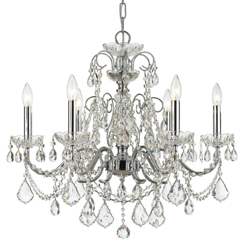 6 Light Polished Chrome Crystal Chandelier Draped In Clear Spectra Crystal - C193-3226-CH-CL-SAQ