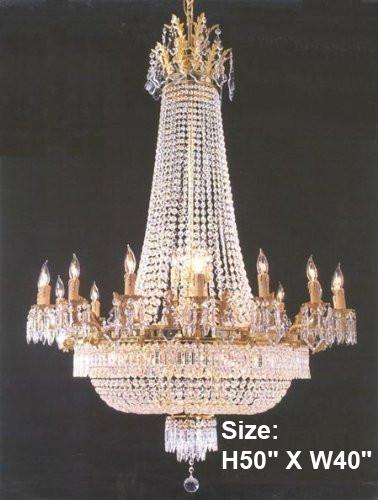 French Empire Crystal Chandelier Lighting Gold H50" X W40" - Perfect For An Entryway Or Foyer - A500-1280/14+7