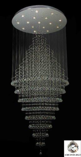 Swarovski Crystal Trimmed Chandelier Modern Contemporary Chandelier "Rain Drop" Chandeliers H 100" W 32" (Over 8Ft Tall) - G7-B35/6874/16Sw