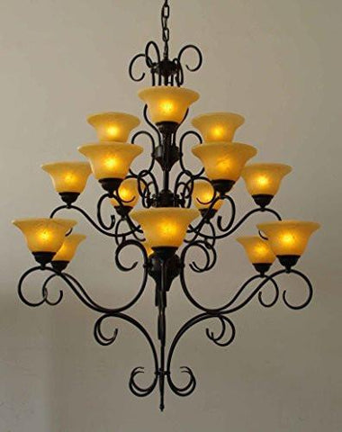 Wrought Iron Chandelier Lighting H47" X W40" - A500-2197/15