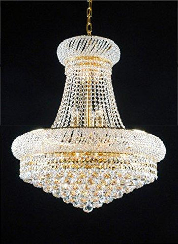Swarovski Crystal Trimmed French Empire Crystal Chandeliers Lighting -Great for the Dining Room, Foyer, Living Room! H24" X W24" - A500-C6/CG/542/15SW