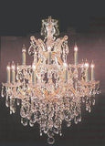 Set of 2-1 Chandelier Crystal Lighting H30" X W28" and 1 Maria Theresa Chandelier Crystal Lighting Chandeliers Dressed with Empress Crystal (Tm) H 50" W 37" - Antique French Gold Color - 21532/12+1 + CG/2232/24+1 A500-