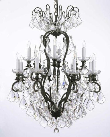 Wrought Iron Crystal Chandelier H30" X W28" - A500-556/12