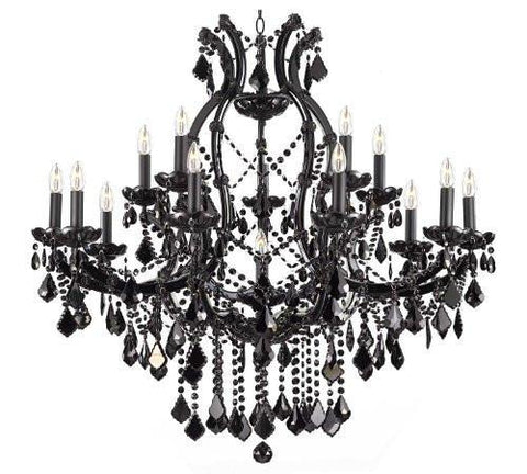 Jet Black Chandelier Crystal Lighting Chandeliers 37X38 - A500-BLACK/21510/15+1