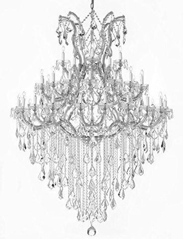 Large Foyer / Entryway Maria Theresa Crystal Chandelier Lighting H 72" W 52" Trimmed With Spectra (Tm) Crystal - Reliable Crystal Quality By Swarovski - A500-Silver/B13/2756/36+1Sw