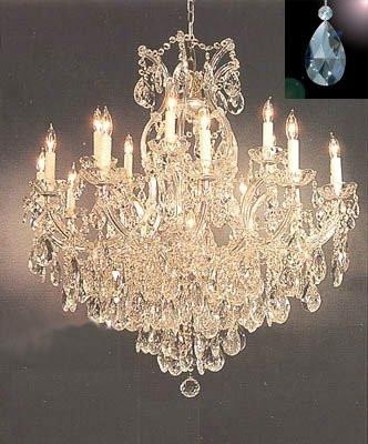 Maria Theresa Crystal Chandelier Lighting Chandeliers Dressed with  Diamond Cut Crystal! H 38" W 37" - Finish: Matte Silver - A500-B71/SILVER/21510/15+1