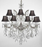 Swarovski Crystal Trimmed Chandelier Chandelier Lighting With Black Shades H30" X W28" - A500-Blackshades/Silver/B7/21532/12+1Sw