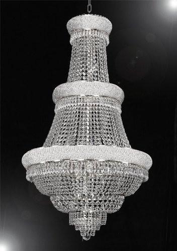 French Empire Crystal Chandelier Lighting H 50" X W 30" - Perfect For An Entryway Or Foyer Dressed With High Quality Diamond Cut Crystal - A500-B59/Silver/448/21