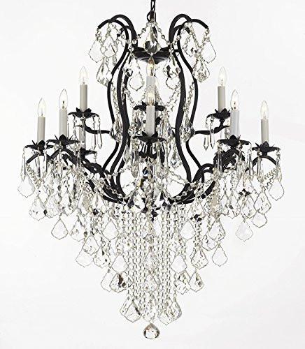 Wrought Iron Empress Crystal (Tm) Chandelier Lighting H40" X W28" - A500-B12/3034/8+4