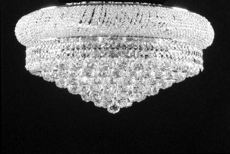 Swarovski Crystal Trimmed Chandelier! Flush French Empire Crystal Chandelier Chandeliers Lighting H 15" X W 24" - A500-SILVER/FLUSH/542/15SW