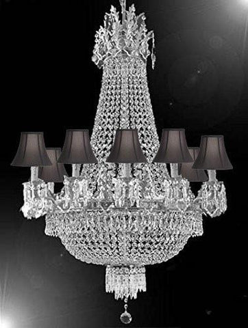 French Empire Crystal Chandelier Chandeliers Lighting 25X32 12 Lights With Black Shades - A500-Cs/Blackshade/1280/8+4