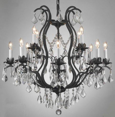 Wrought Iron Crystal Chandelier H30" X W28" - A500-3034/8+4