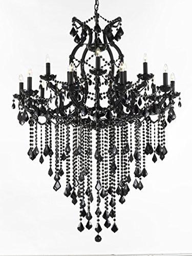 Jet Black Chandelier Crystal Lighting Chandeliers 37X50 - A500-B12/BLACK/21510/15+1