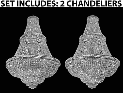 Set Of 2 - French Empire Crystal Chandelier Lighting H72" X W50" - Perfect For Ballrooms Or Event Halls - 2Ea-Silver/448/48 A500-