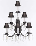 Swarovski Crystal Trimmed Wrought Iron 3 Tier Wall Sconce! W16 x H24 w/Black Shades - A500-BLACKSHADES/6/3034SW