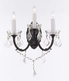 Set of 3-2 Wrought Iron Wall Sconce Crystal Lighting W 11.5" H 14" D 17" and 1 Wrought Iron Crystal Chandelier Lighting W38 H44 - 2EA A500-3/556 + 1EA A500-556/16