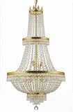 Set of 2-1 French Empire Crystal Chandelier Lighting H50" X W24" and 1 French Empire Crystal Gold Chandelier Lighting - Great for The Dining Room, Foyer, Entry Way, Living Room - H30" X W24" - 1EA CG/870/15 + 1EA 870/9 A500-