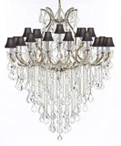 Swarovski Crystal Trimmed Chandelier Lighting Chandeliers H59" X W46" Great for The Foyer, Entry Way, Living Room, Family Room and More! w/Black Shades - A500-B12/BLACKSHADES/2MT/24+1SW