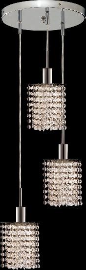 C121-1283D-R-P-CL/RC By Elegant Lighting Mini Collection 3 Lights Pendant Chrome Finish