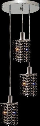 C121-1283D-R-P-JT/RC By Elegant Lighting Mini Collection 3 Lights Pendant Chrome Finish