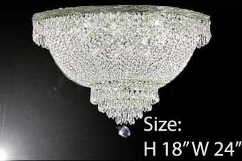 French Empire Crystal Semi Flush Basket Chandelier Lighting H18" X W24" - A500-Flush/Silver/870/9