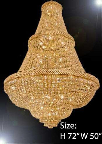 French Empire Crystal Chandelier Lighting W/ Swarovski Crystal 6Ft Tall - Perfect For An Entryway Or Foyer - A500-448/48Sw